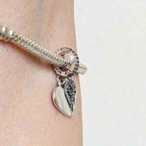 Silver Heart Charm with Crystals - Picture 2 of 5